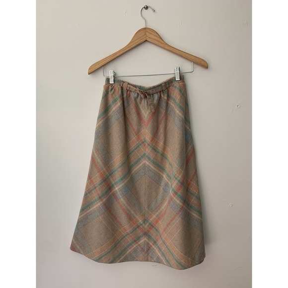 Summit Sportswear Company Dresses & Skirts - VTG Summit Plaid Skirt A-Line Midi Light Academia Prep Heritage Wool Pastel